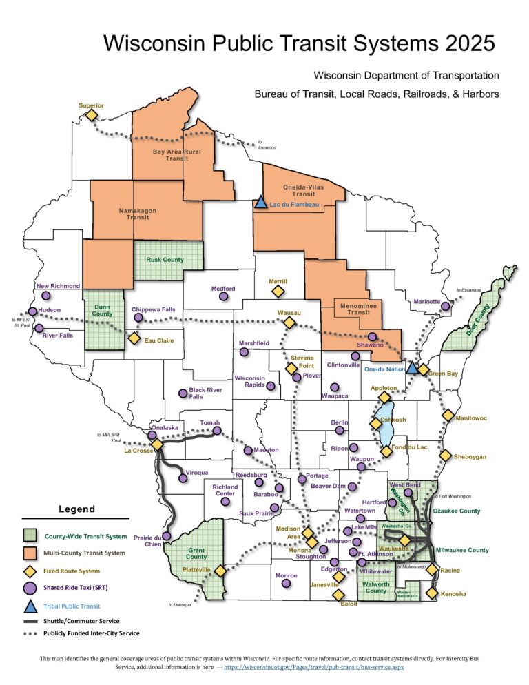 Wisconsin transit systems map
