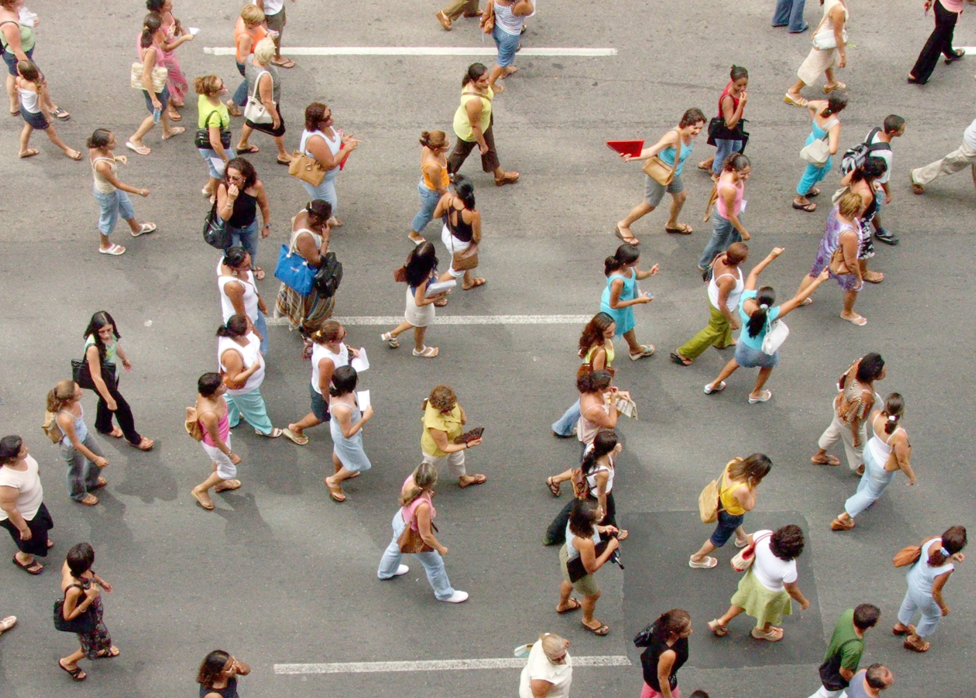image of crowd walking on public square